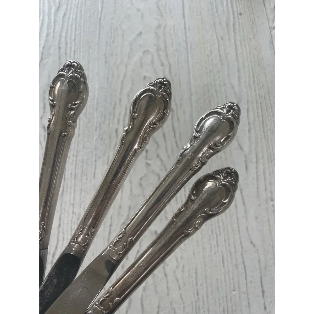 Holmes Edwards SILVER FASHION International‎ Silver Plate 10 Dinner Knives 1957